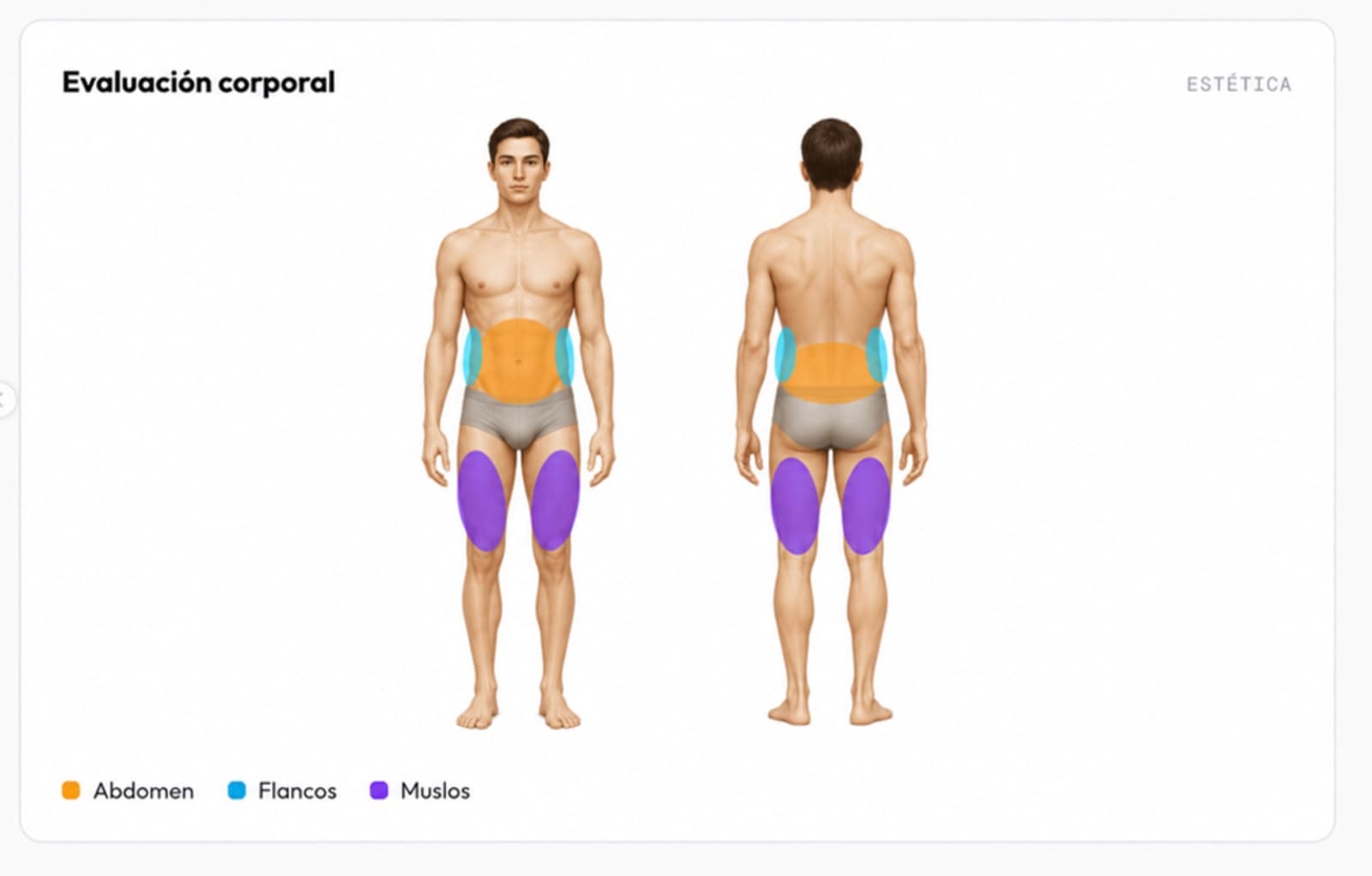 Evaluación corporal en la ficha clínica de Clinera